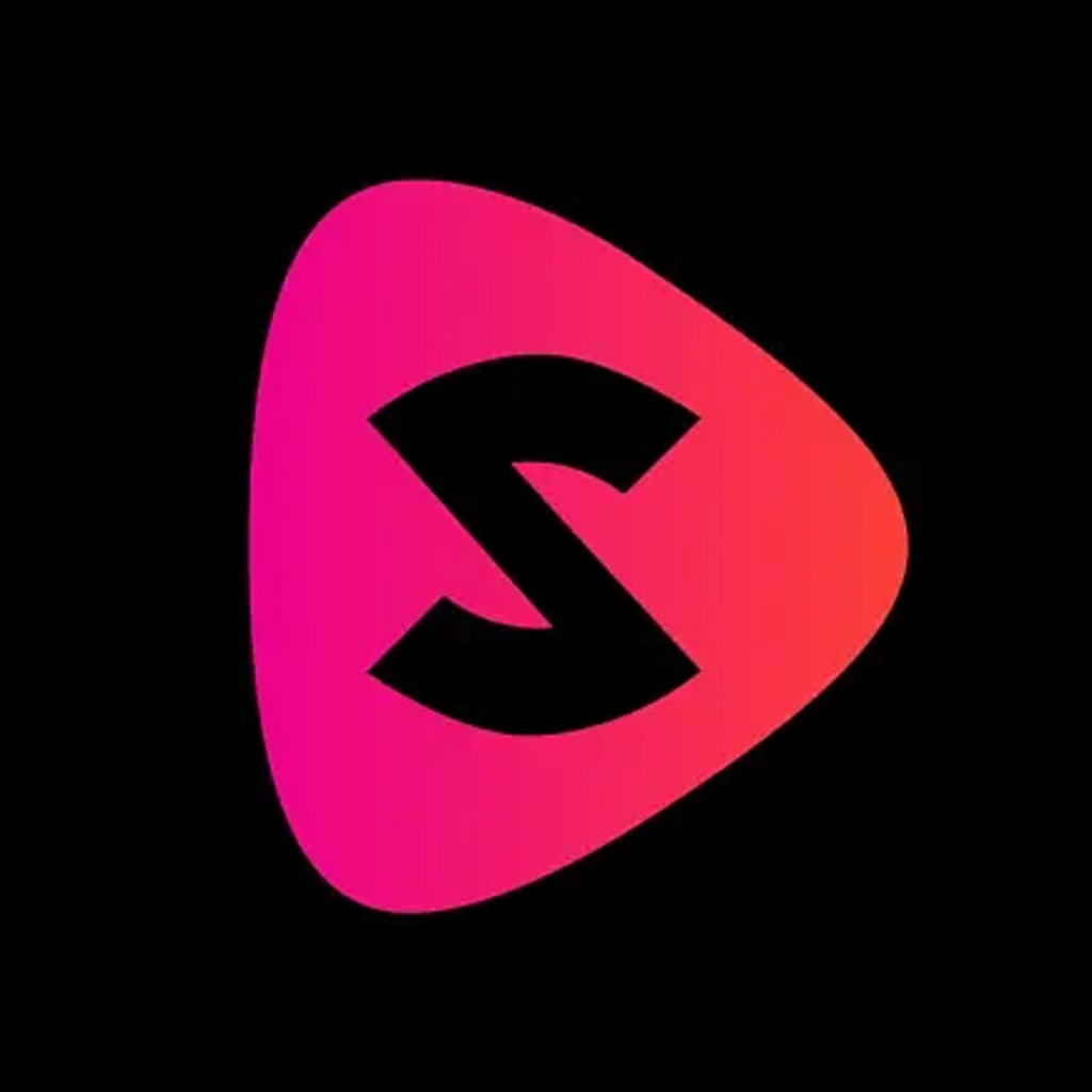 ShortPlay app icon, stylized S on a pink and purple gradient background